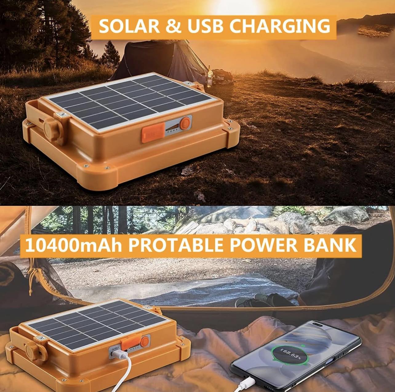 Solar Rechargeable LED Work Light Floodlight