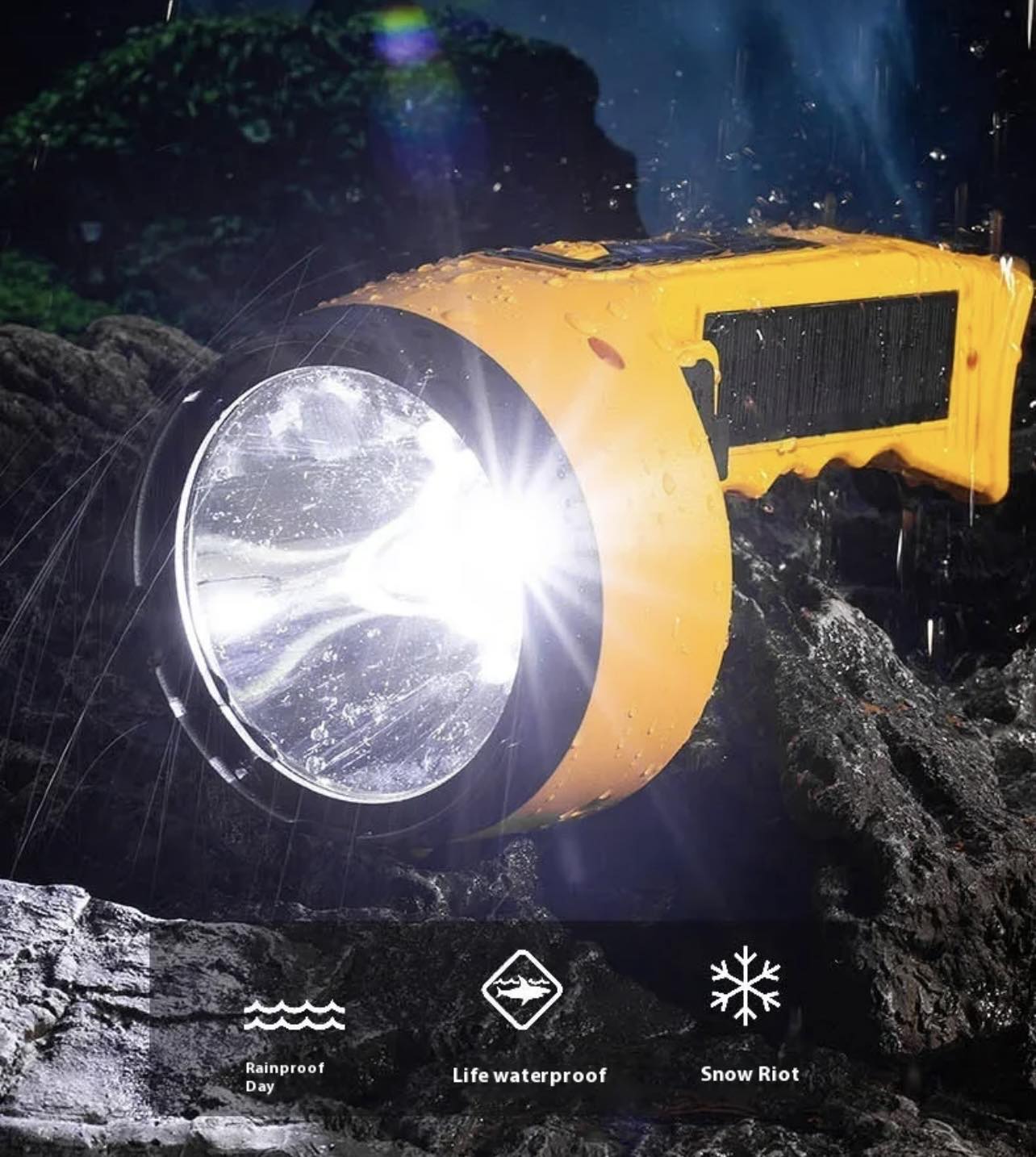 W5217 LED+COB Flashlight W/Solar Panel & Spring Hook