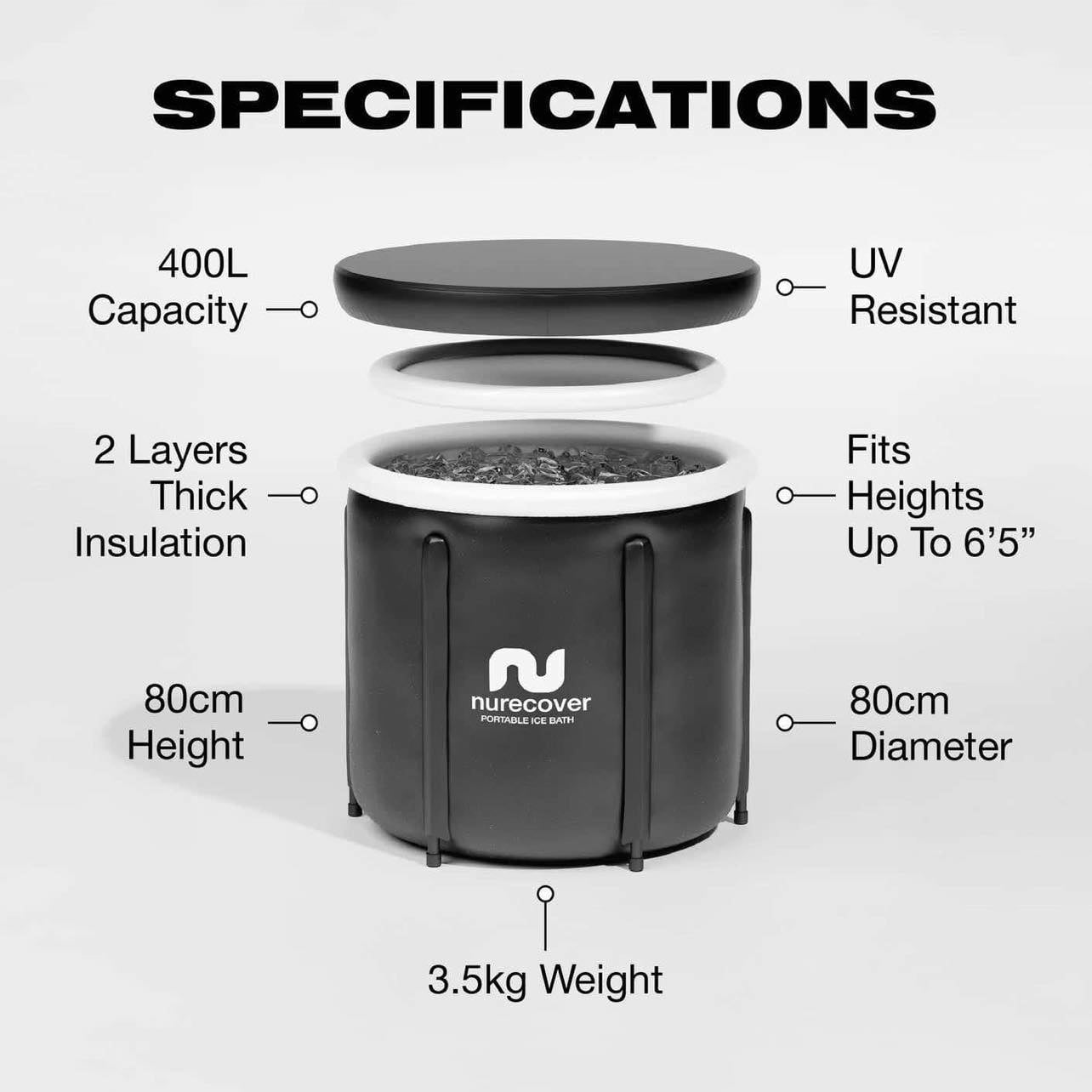 NURECOVER POD Portable Ice Bath 400L