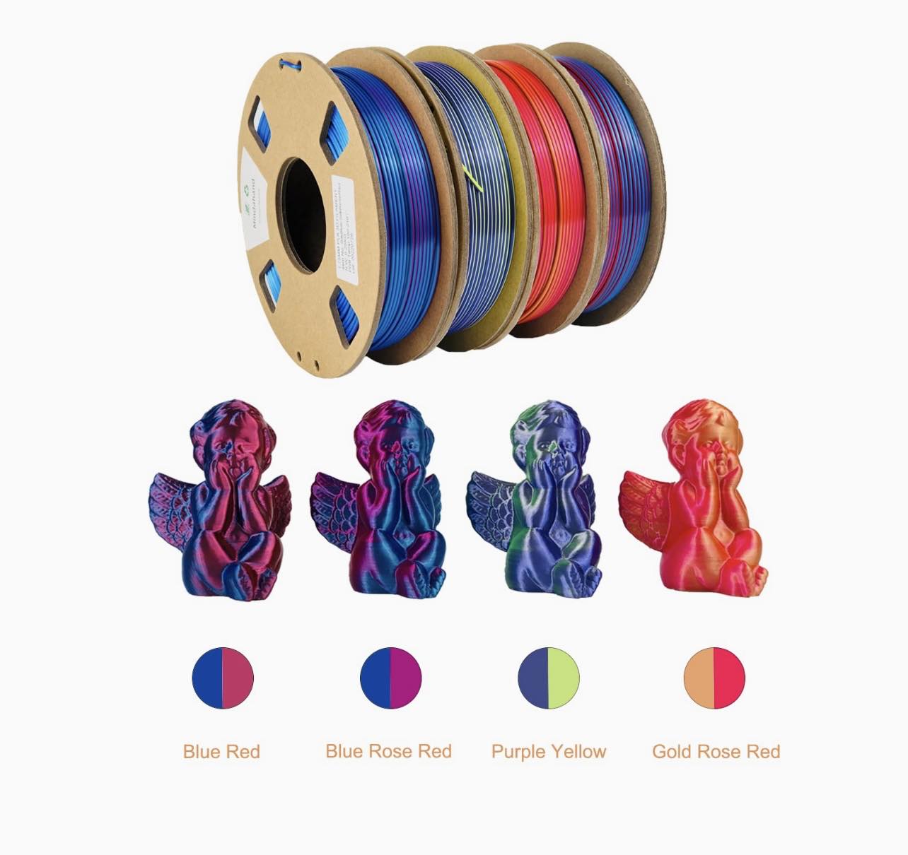 Dual Colour Silk PLA 3D Filament 1.75mm 1KG W/Spool