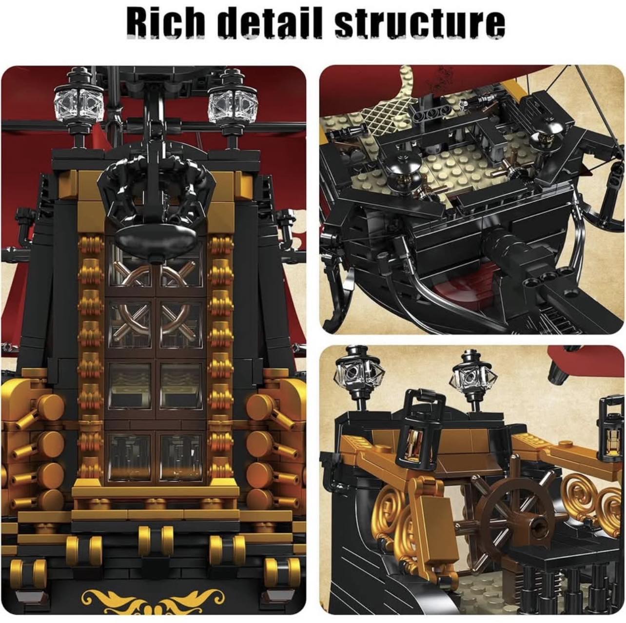 UR GEAR Red Pirates Ship Building Block Set