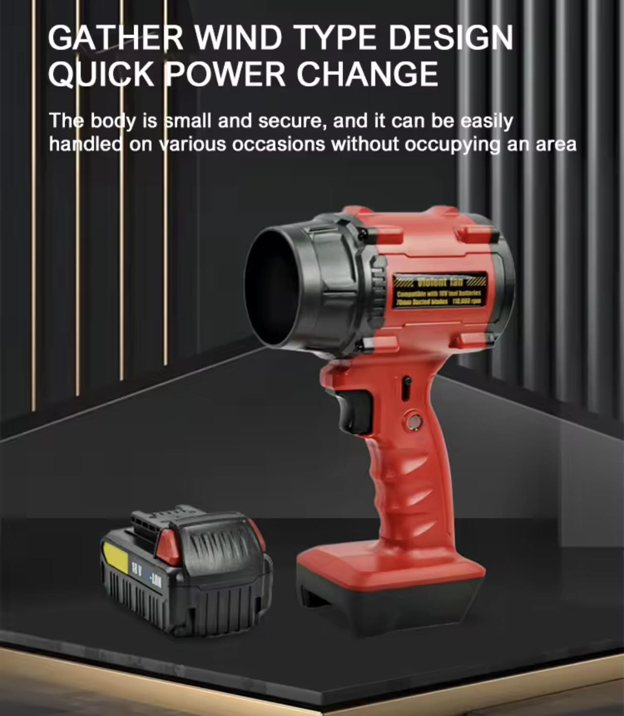 Violent Fan Air Blower Turbo Jet Fan W/18V Power Tool Battery