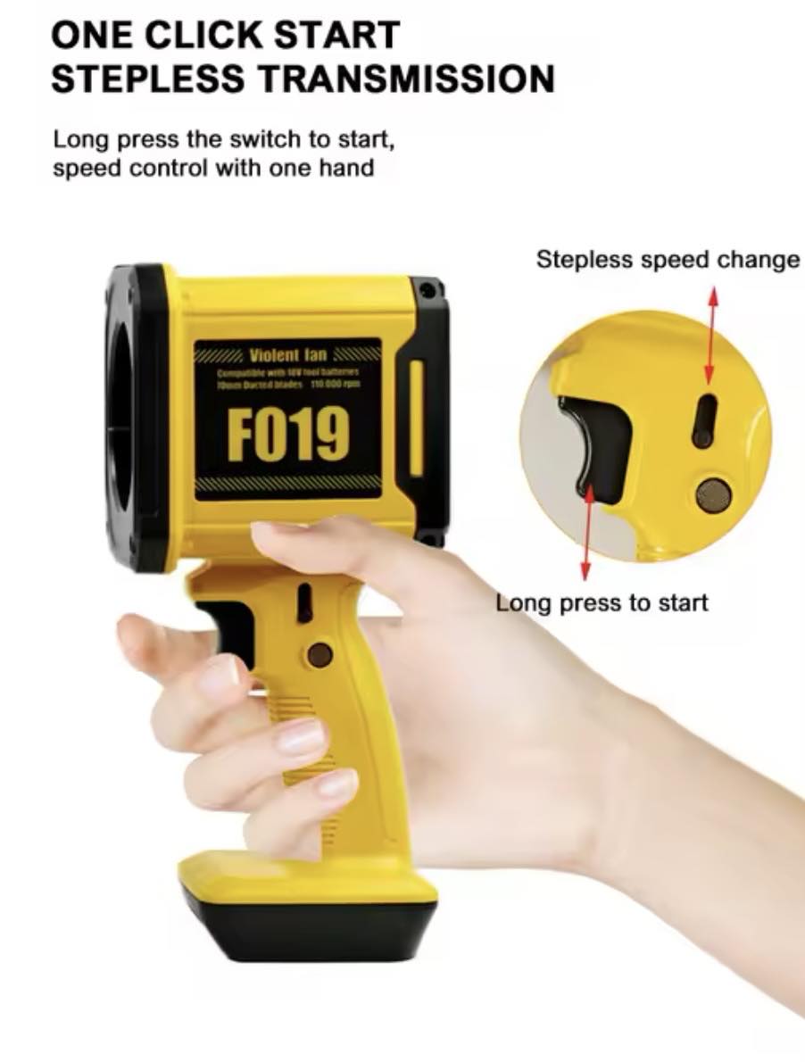 Violent Fan Air Blower Turbo Jet Fan W/18V Power Tool Battery