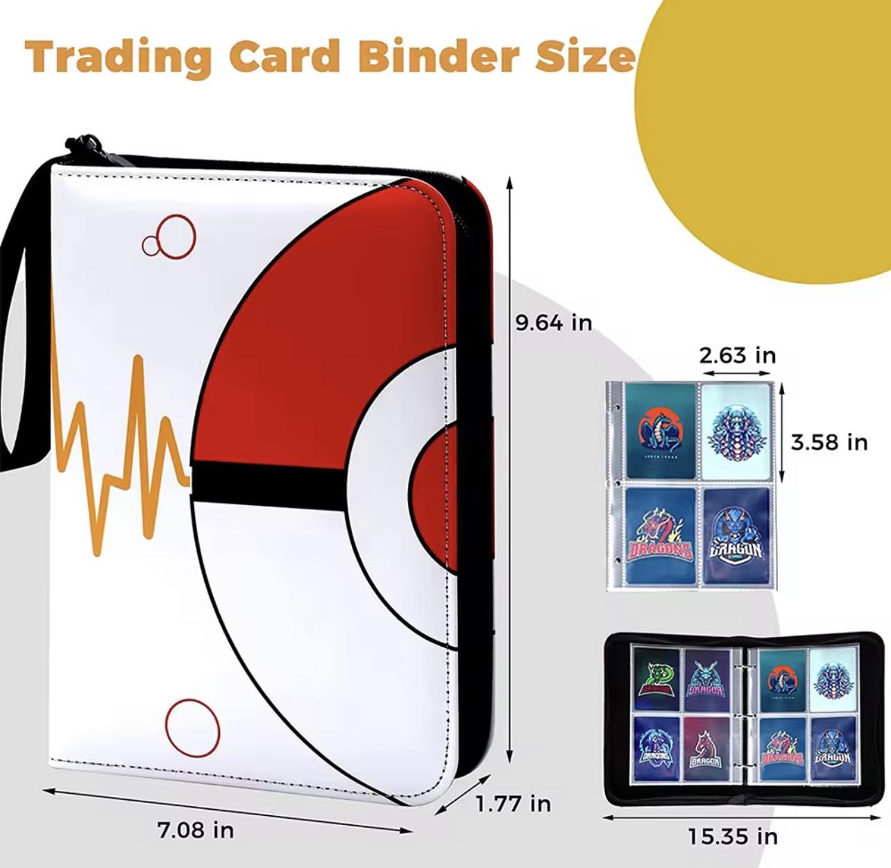 Pokémon Card Holder Binder 4 Pocket Zipper Card Album 400 Cards