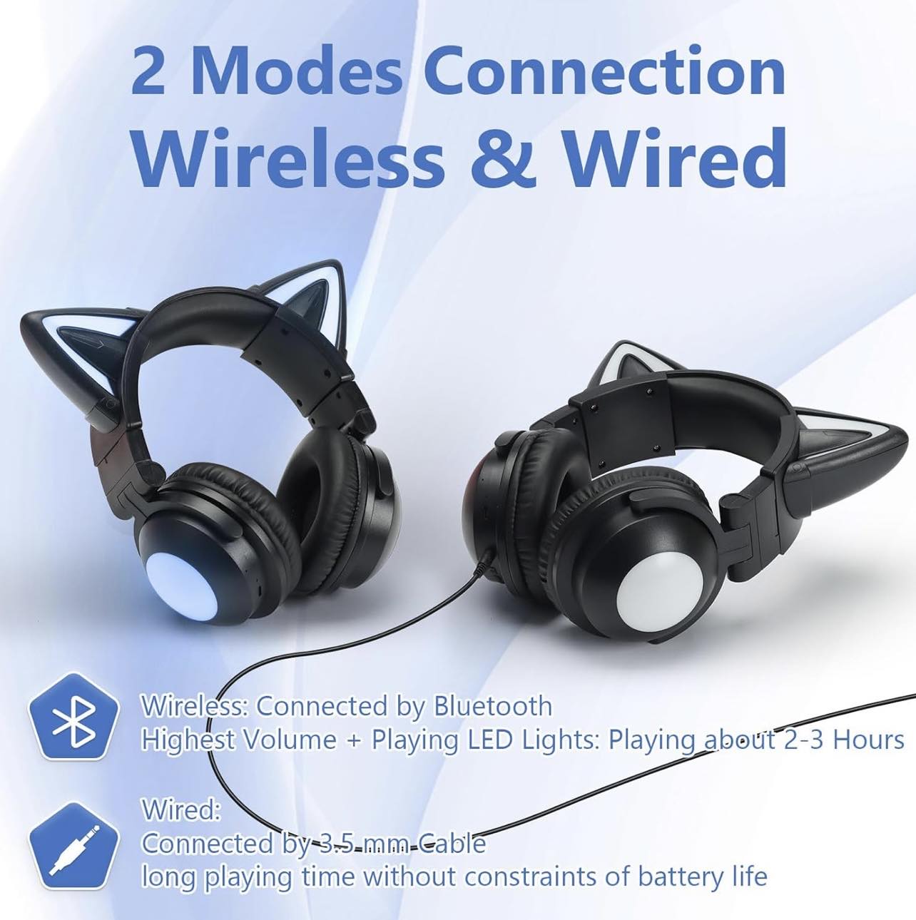 Specially Cat Ear Gaming Headphones BT+Wired
