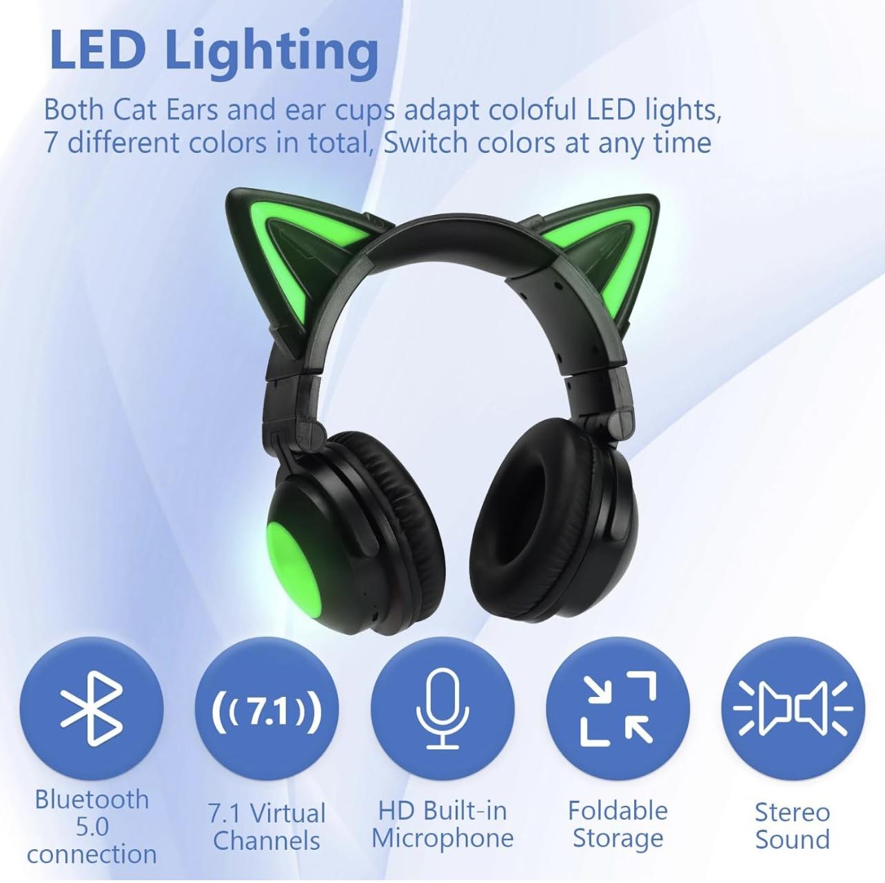 Specially Cat Ear Gaming Headphones BT+Wired