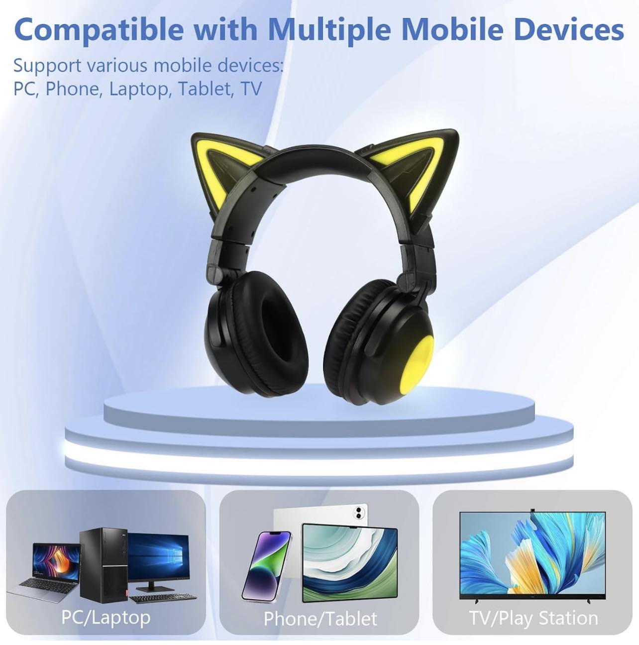 Specially Cat Ear Gaming Headphones BT+Wired