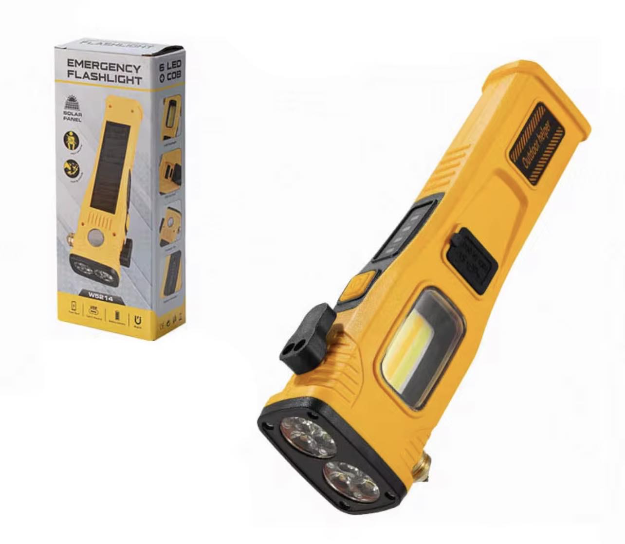Emergency Flashlight 6LED+COB W/Magnet & Solar | W5214