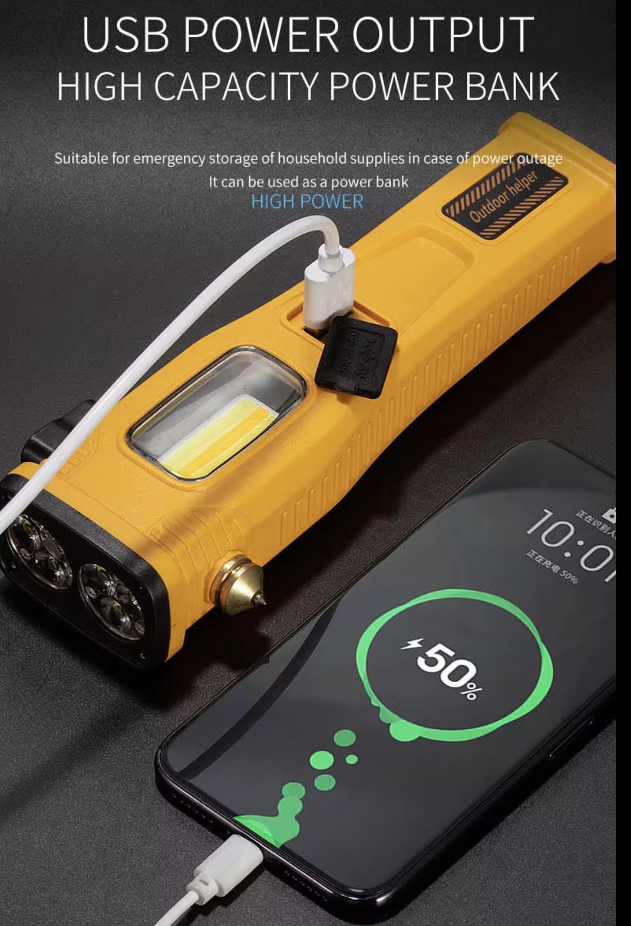 Emergency Flashlight 6LED+COB W/Magnet & Solar | W5214