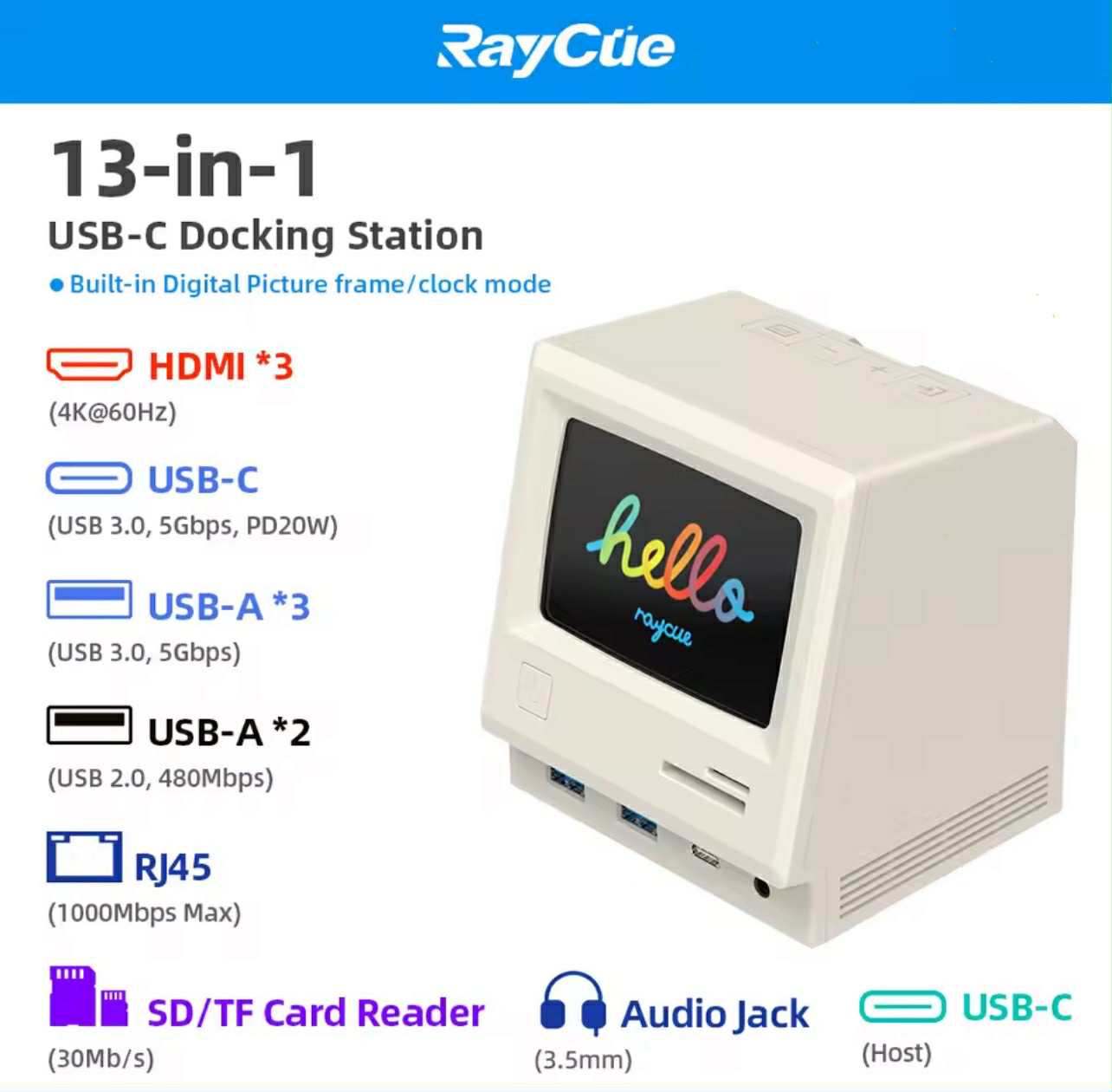RayCue 128K SE USB-C Docking Station