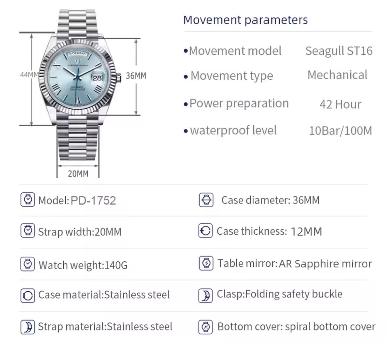 PAGANI DESIGN DD36 Mechanical Automatic Watch | PD-1752