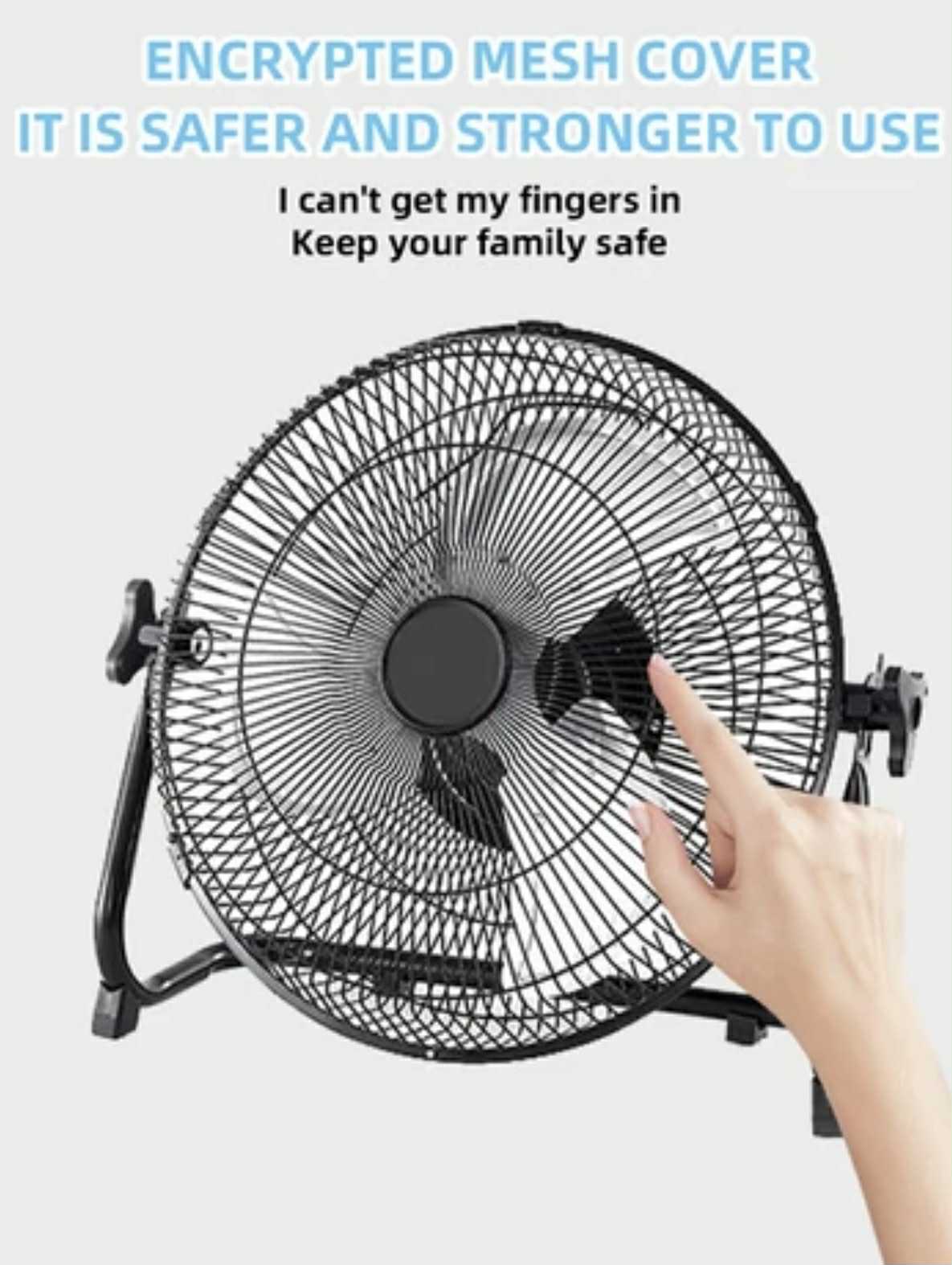 12” Portable Solar Rechargeable Fan W/Solar Panel & AC Charger