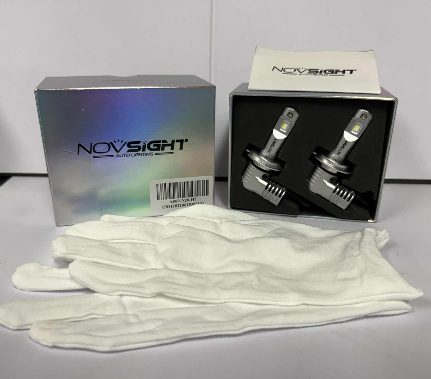 NOVSIGHT N20 H7S LED Headlight Globes Bulbs W/Fan