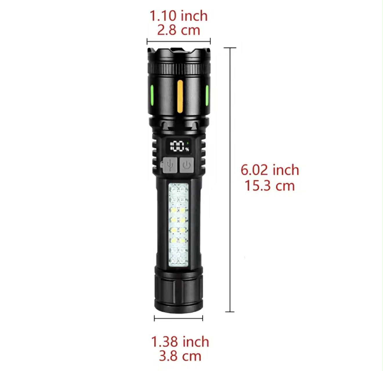 Handheld White Laser Wick Flashlight + 16*LED Side Light