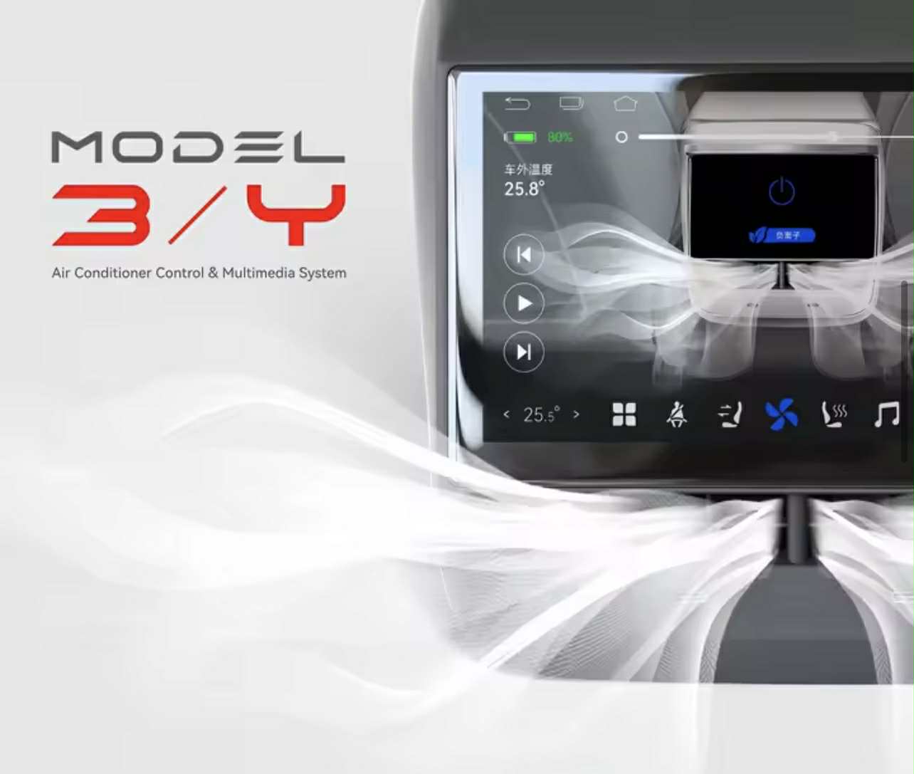 TESLA Model 3/Y Rear Seat Aircon Control & Multimedia