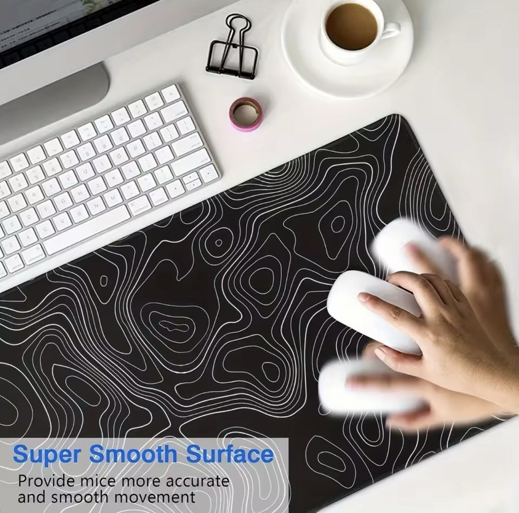 Topographic Large Gaming Mouse Pad Non-Slip Base