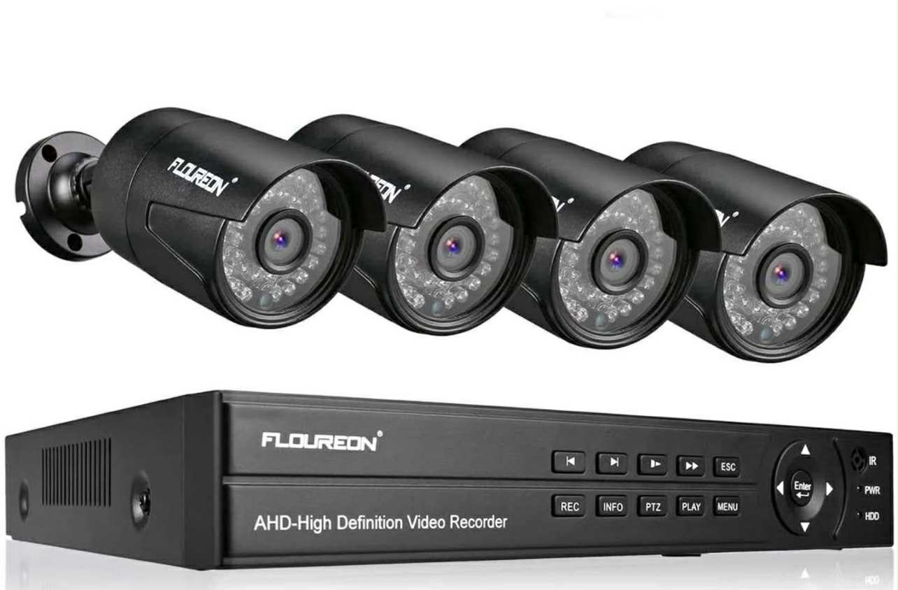 FLOUREON 8CH Security Surveillance DVR System + 4 Pack CCTV Camera