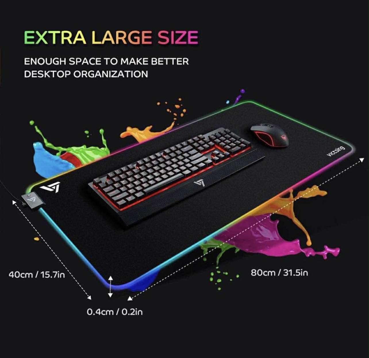 Victsing PC247A LED RGB Gaming Mouse Pad XL | 80x40cm