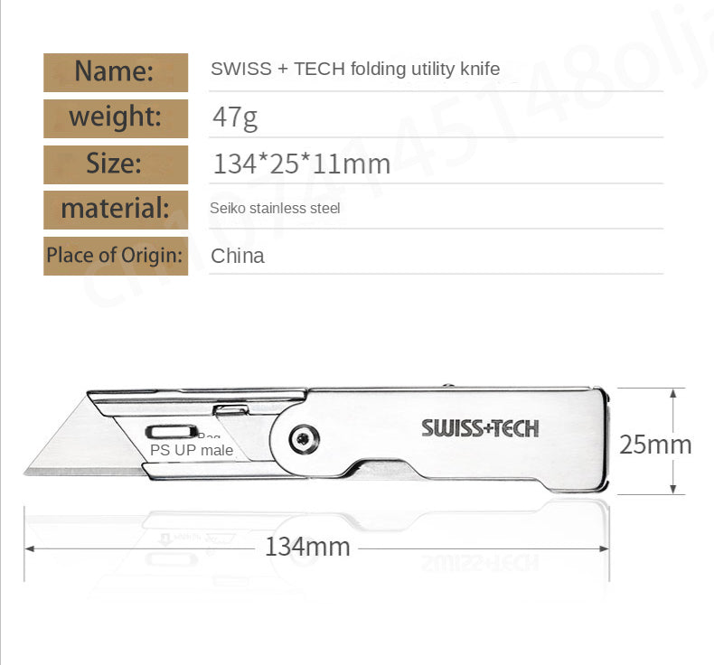 Swiss+Tech Folding Utility Knife Unpacking Express Knife Paper Knife Wallpaper Knife Small Cutting Blade