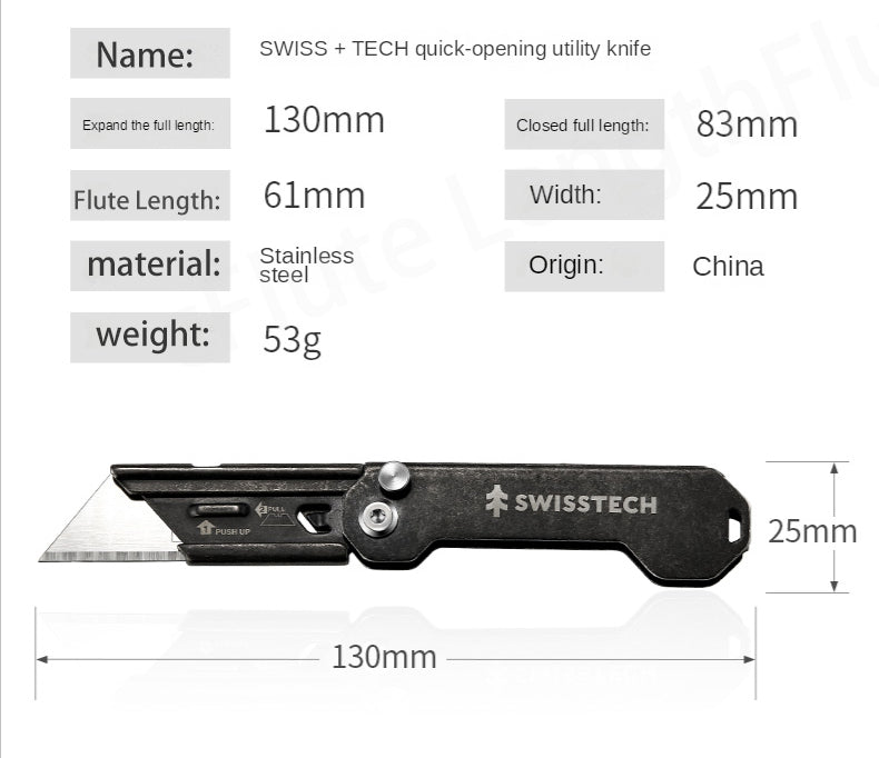 Swiss+Tech Folding Utility Knife Unpacking Express Knife Paper Knife Wallpaper Knife Small Cutting Blade