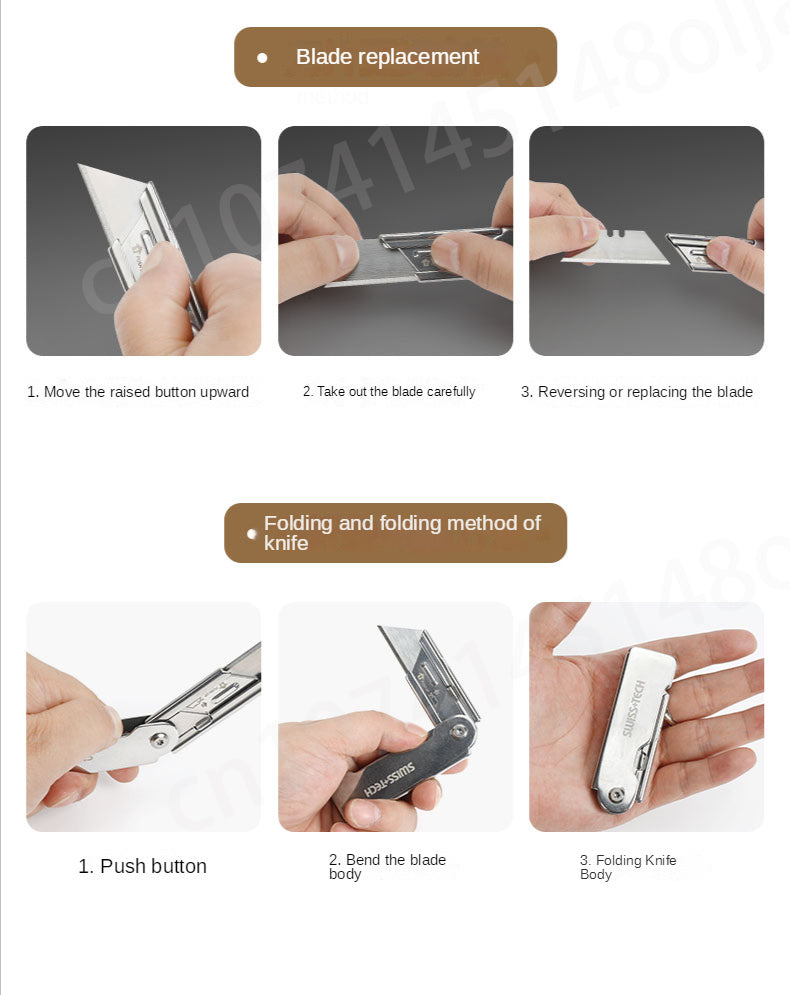Swiss+Tech Folding Utility Knife Unpacking Express Knife Paper Knife Wallpaper Knife Small Cutting Blade