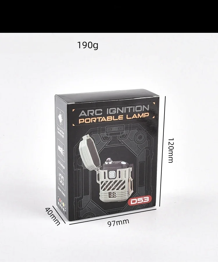 Outdoor Windproof Waterproof Pulse Dual Arc Lighter Type C Rapid Charge Lighting Flashlight Upscale Intelligent Portable Lighter