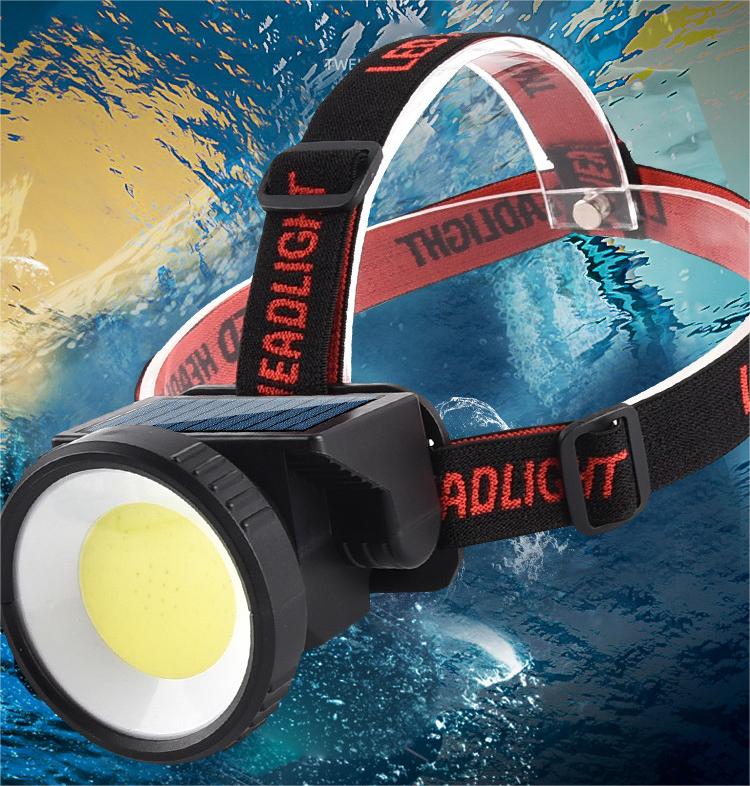 Solar Powered LED Headlamp USB COB XPE Runing,Hiking,Camping,Fishing Headlight