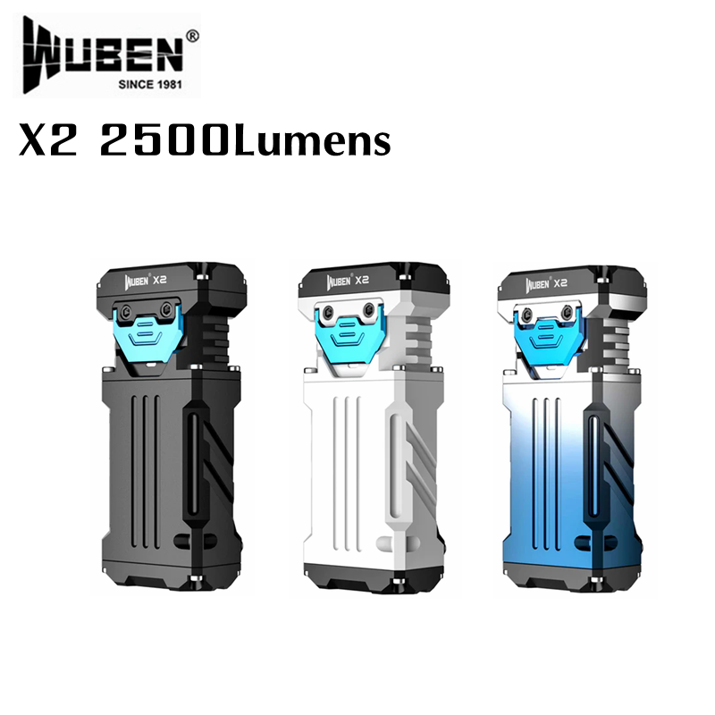 WUBEN X-2 Mini Rechargeable Flashlight 2500Lumen 6 Lighting Modes Waterproof Easy Carry Ultra-Compact Light Torch for Outdoor