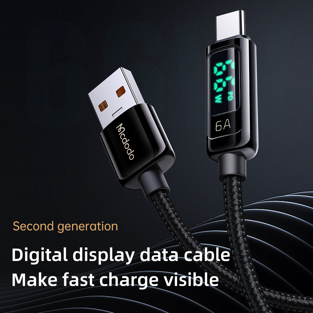 Mcdodo PD 66W USB To Type C 6A Fast Charging Cable For Huawei Xiaomi Samsung VIVO OPPO QC Flash Charge Digital Display Data Cord