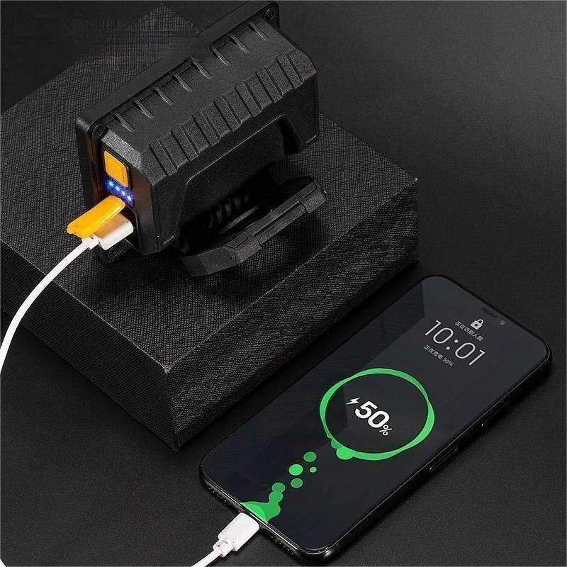 USB Rechargeable LED Flashlight Rotate Bracket Portable Pocket Light Multifunctional COB Work Lamp Mini Keychain LED Light