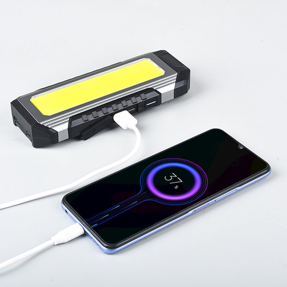 USB Rechargeable COB Work Light LED Flashlight Power Bank 18650 Portable Camping Lamp with Magnet Waterproof Lantern