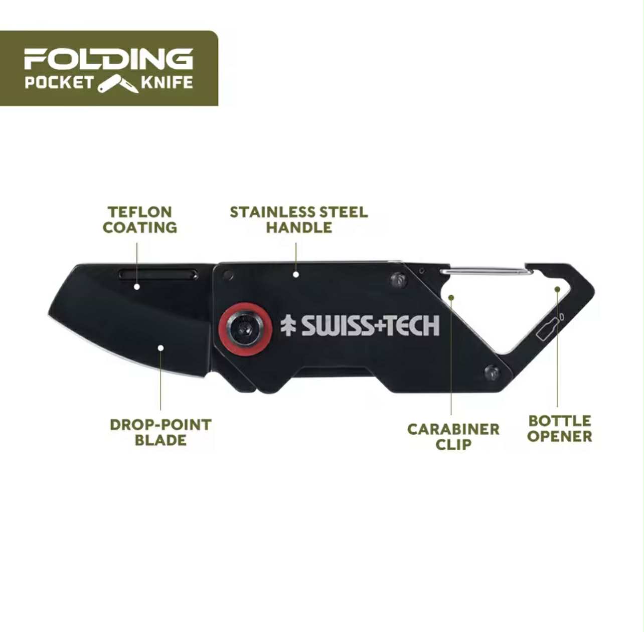 Swiss+Tech Folding Pocket Knife Keychain | ST014007