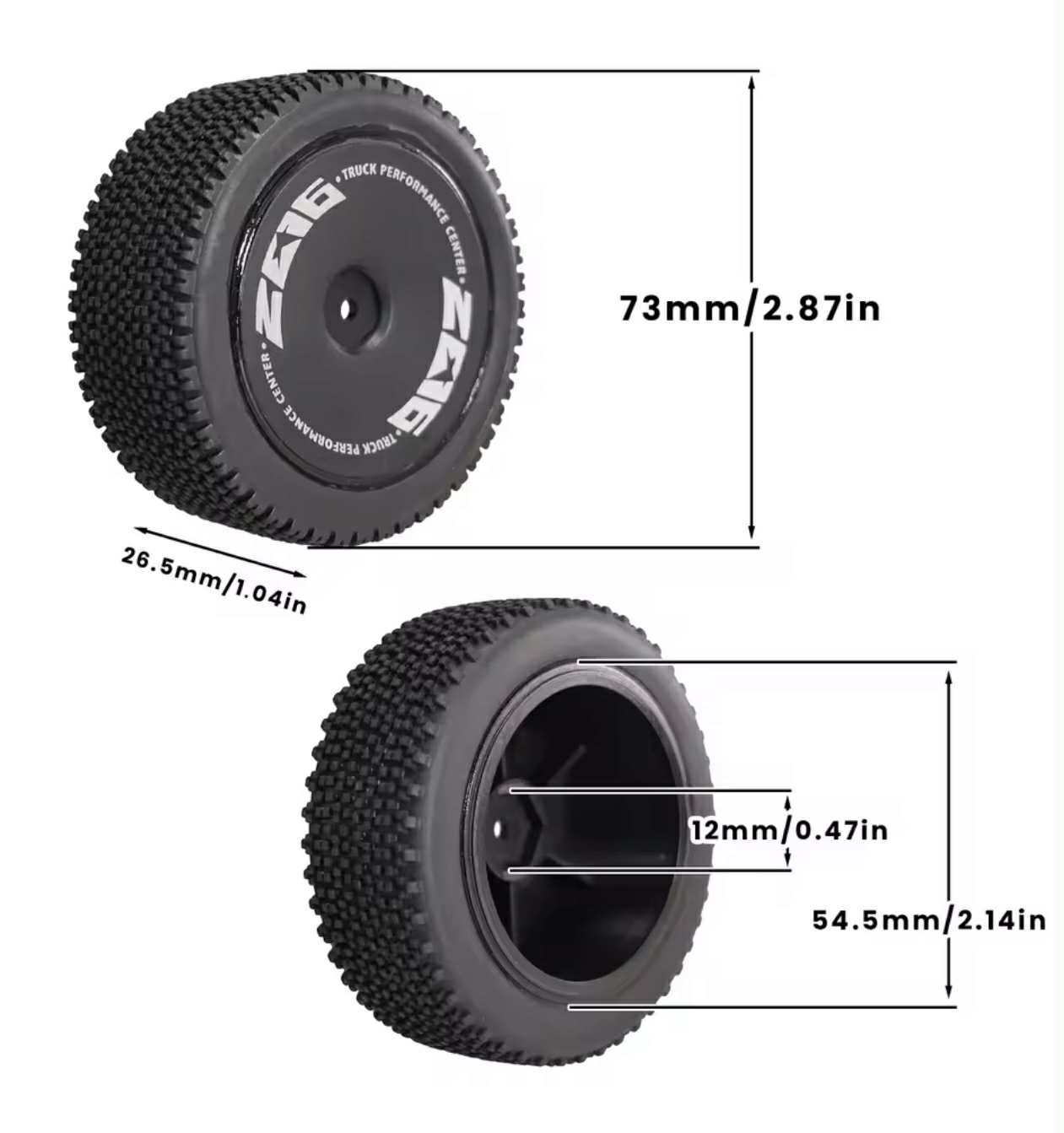 72mm Wltoys XK Front Tires 12mm HEX | 4pcs Set