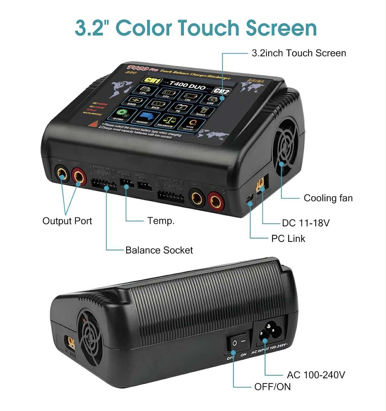 HTRC T400 Pro Dual Channel RC Lipo Battery Charger/Discharger