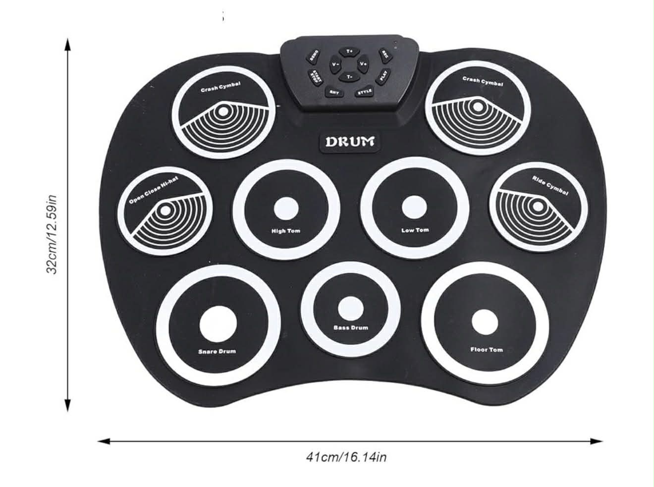 Electronic Roll Up Drum Kit: 9-Pad W/Foot Pedals & Drumsticks