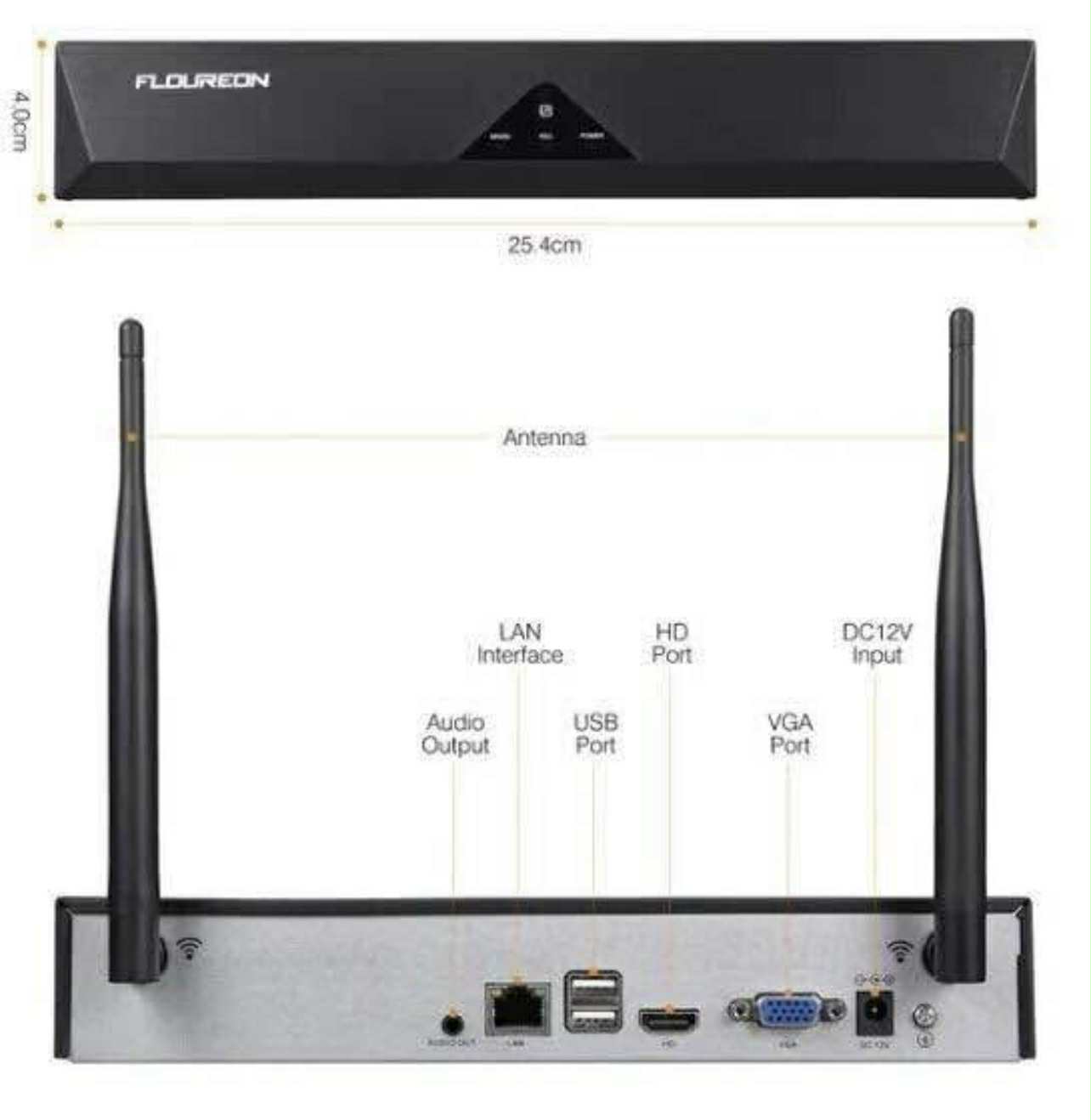 FLOUREON WIFI CCTV Security Camera System NVR + 4Pcs 3MP Wireless Camera