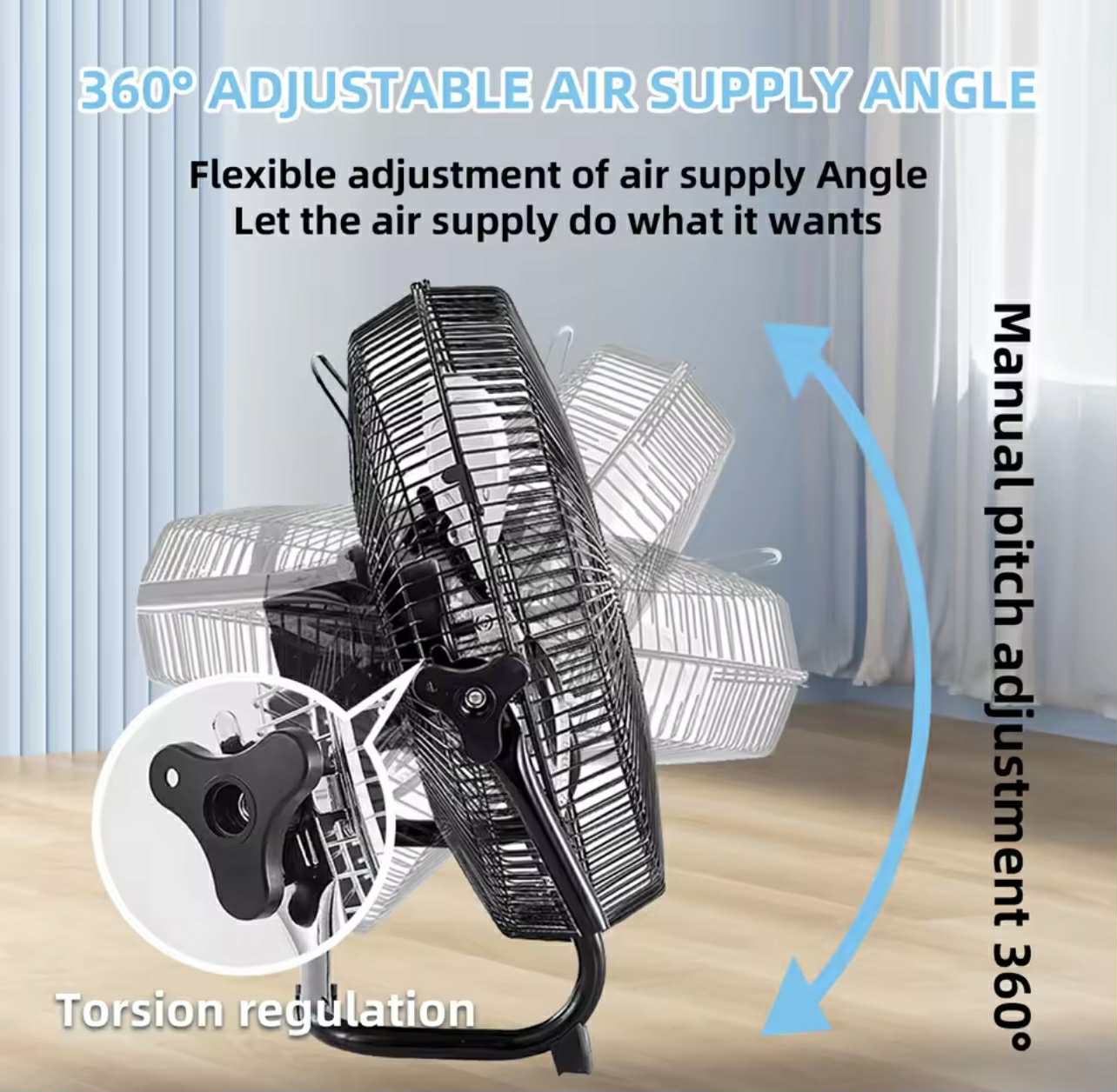 12” Portable Solar Rechargeable Fan W/Solar Panel & AC Charger