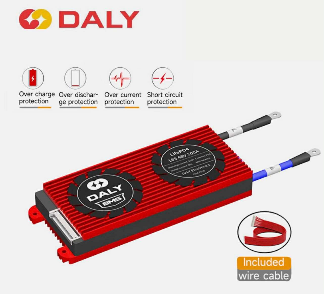 DALY Smart BMS LiFePo4 16S 48V 100A W/UART & BT