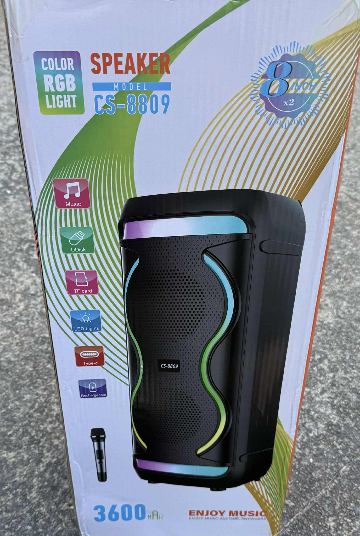 BT Speaker 8”x2 Karaoke W/Wireless Mic | CS-8809