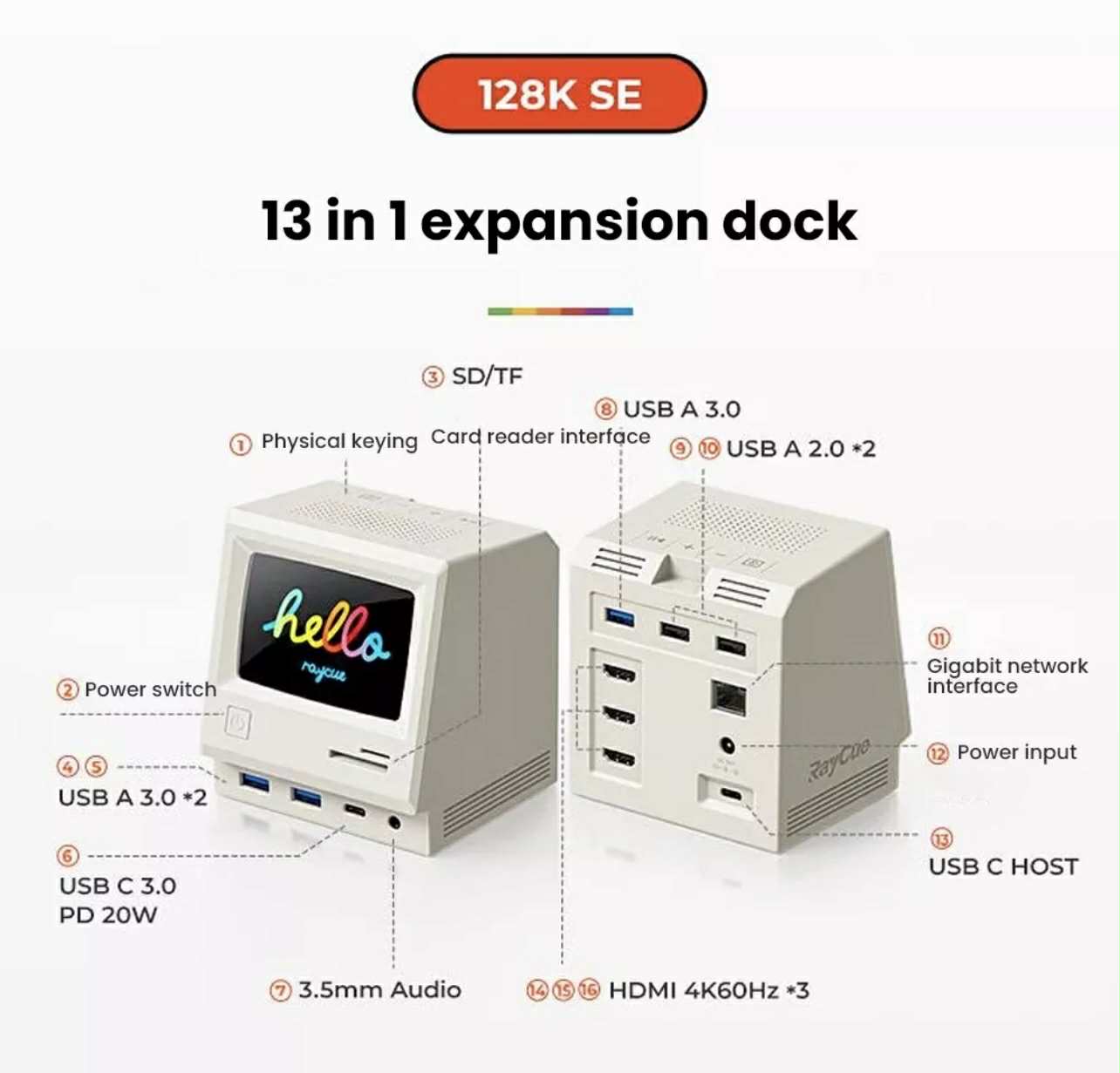 RayCue 128K SE USB-C Docking Station