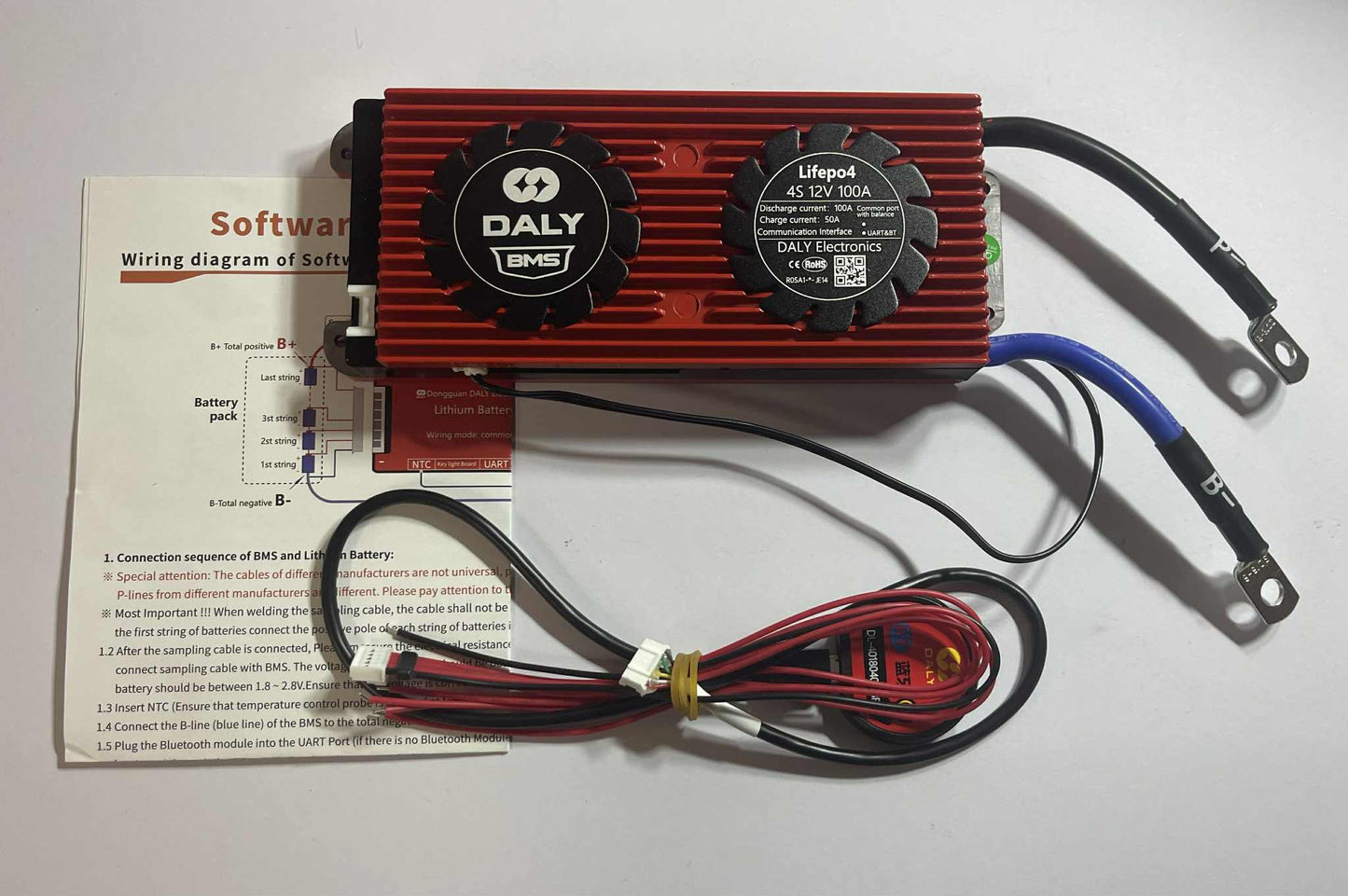 DALY Smart BMS LiFePo4 4S 12V 100A W/UART+BT