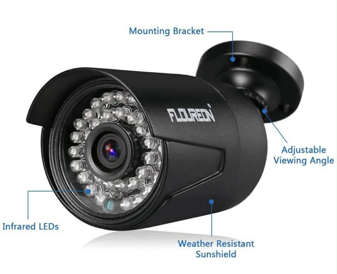 FLOUREON 8CH Security Surveillance DVR System + 4 Pack CCTV Camera W/1TB HDD