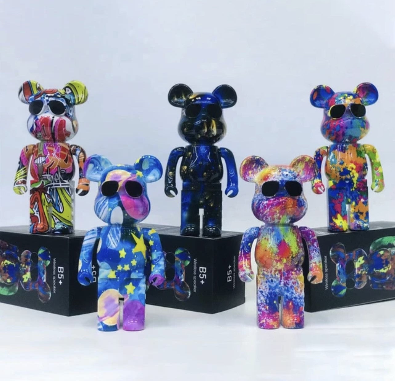 B5+ Mini Bearbrick Bear Painted Graffiti Wireless BT Speaker
