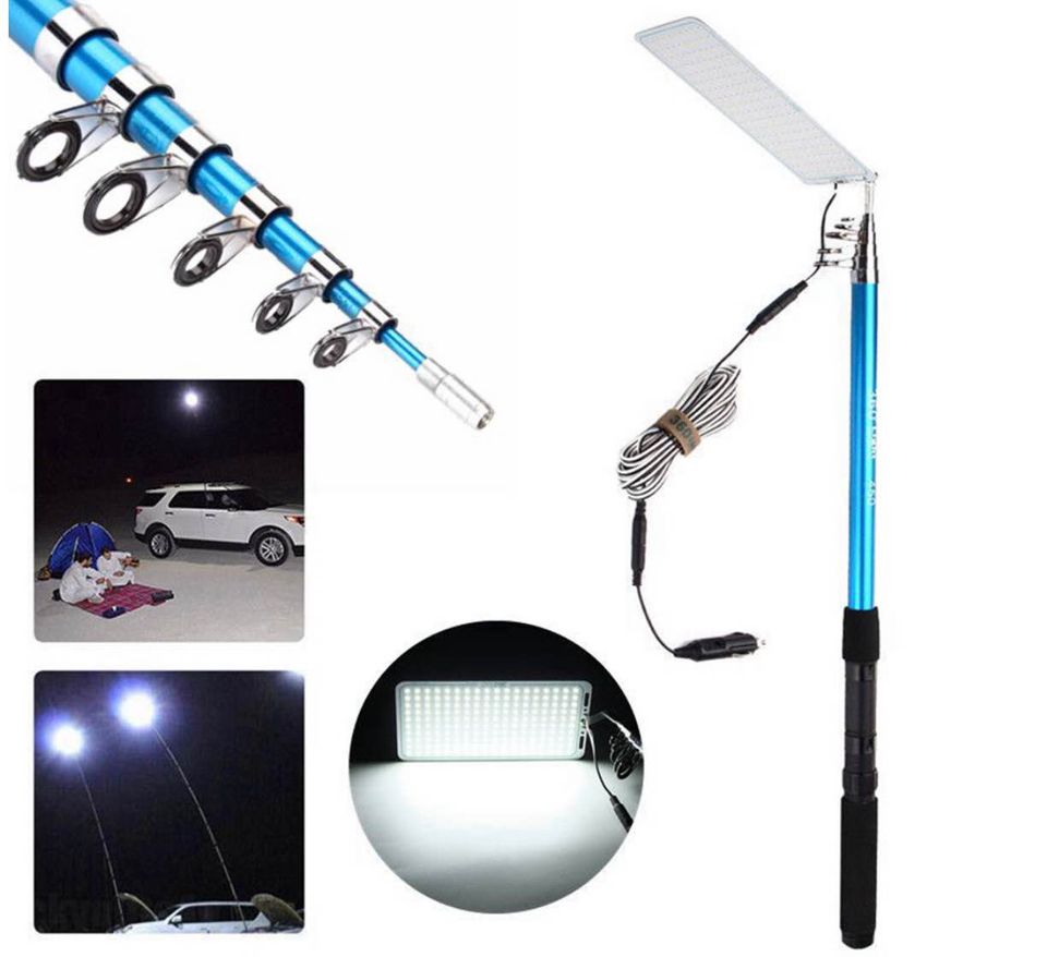 5M 12V Portable 360° Telescopic LED Rod Camping Light