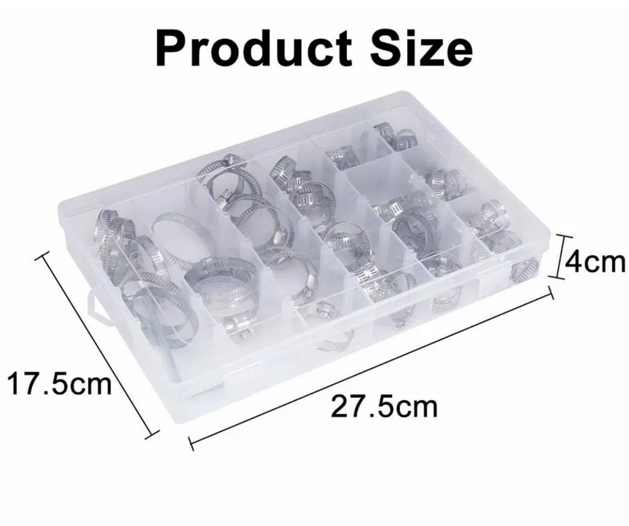 81pcs Stainless Steel Hose Clamps Clips Range Worm Gear Pipe Clamp Kit