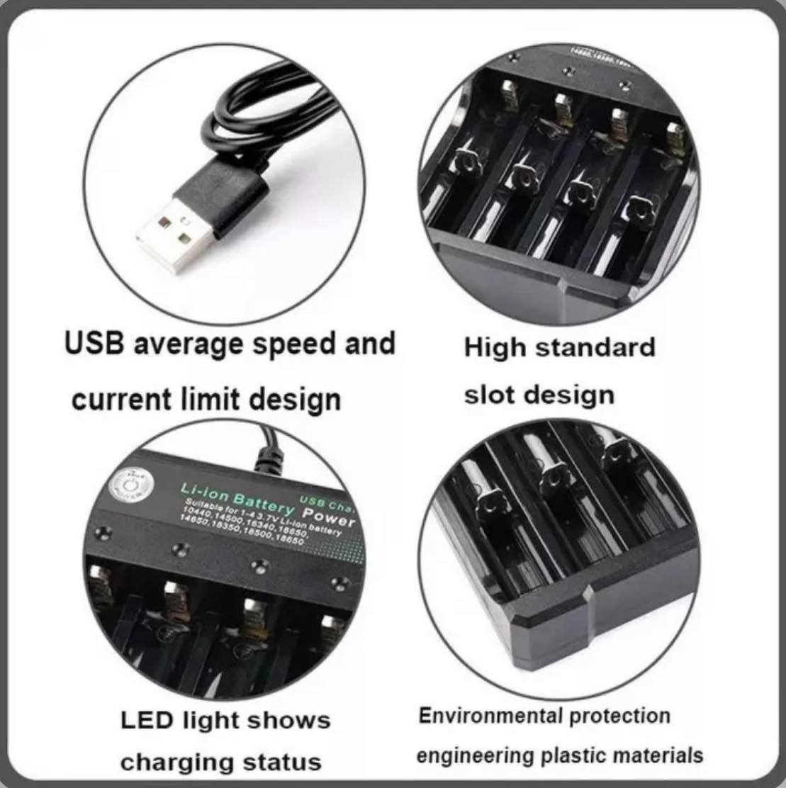 4 Slots Universal 3.7V 18650 Li-ion Battery USB Charger | MS-5D84A