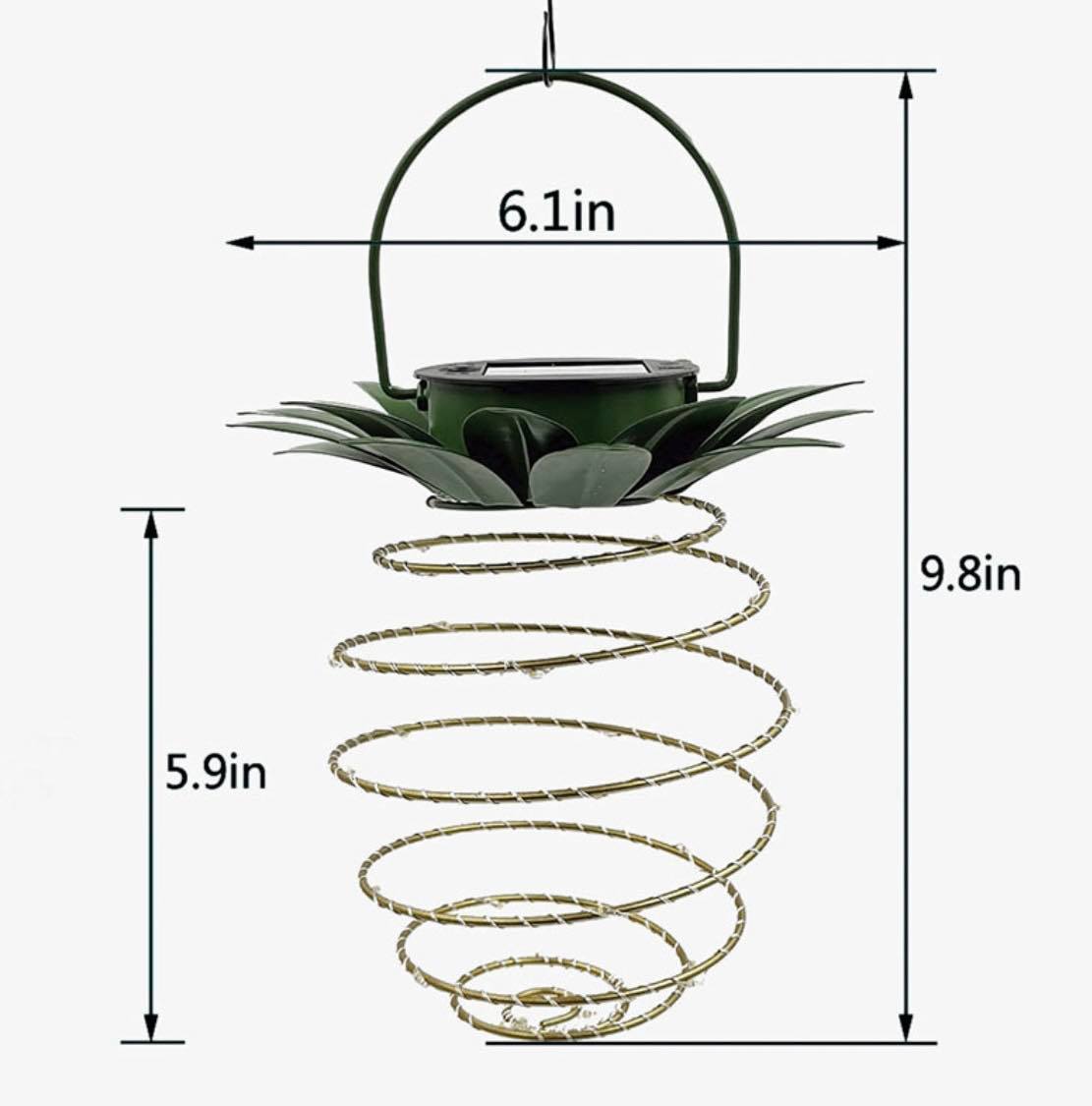 Pineapple Shaped Hanging Solar Lights Warm White Lantern W/Handle