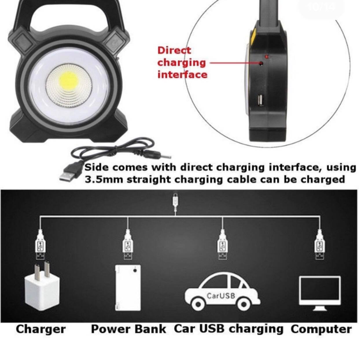 2 in 1 Solar/USB Charging Camping Lantern Portable Outdoor COB LED