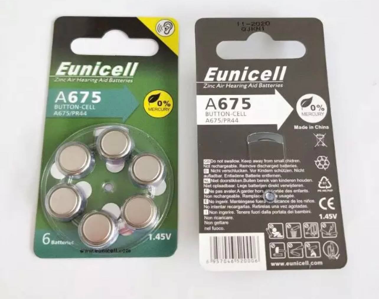 Eunicell 1.4V Zinc Air Hearing Aids Battery Button-Cell | 4 Types | 6pcs - 10 Packs Box