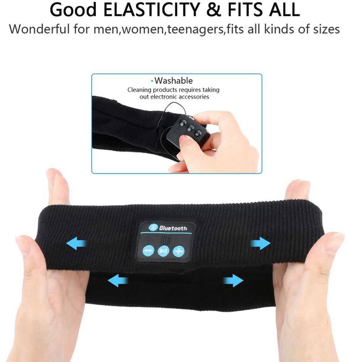 Bluetooth Wireless Headband Washable W/Built-in Speakers & Mic | Grey